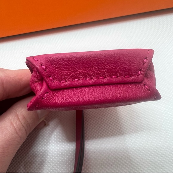 Authentic Hermes Sac Orange Bag Charm in Rose Mexico with Original Box - Picture 9 of 11